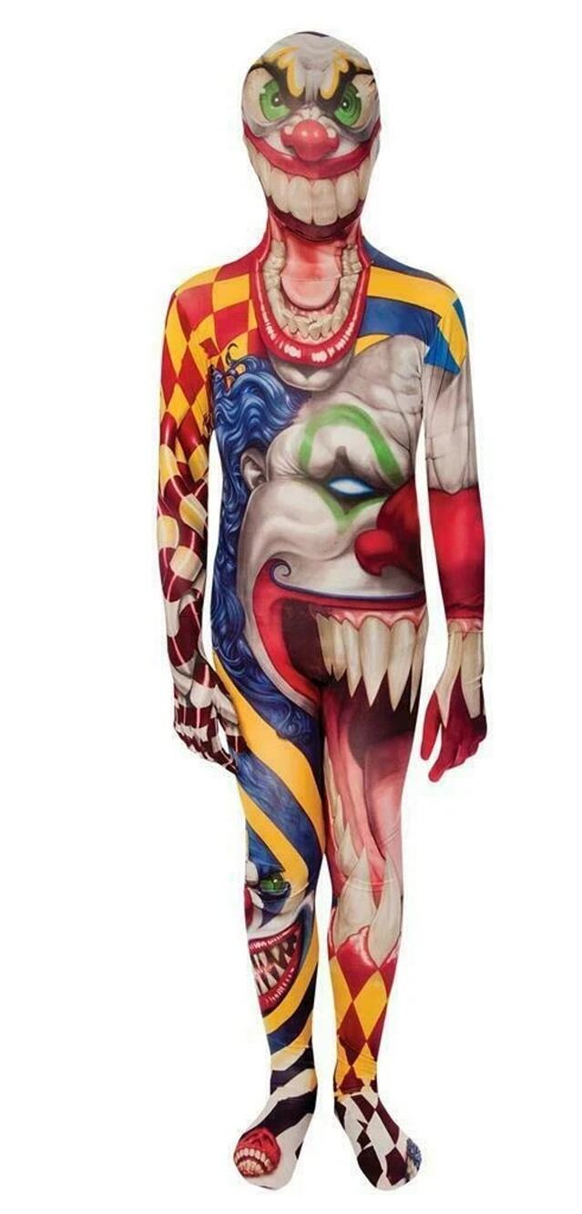 New Zombie Clown Jaw Dropper Boys Morph Halloween Costume Size XL 14-16